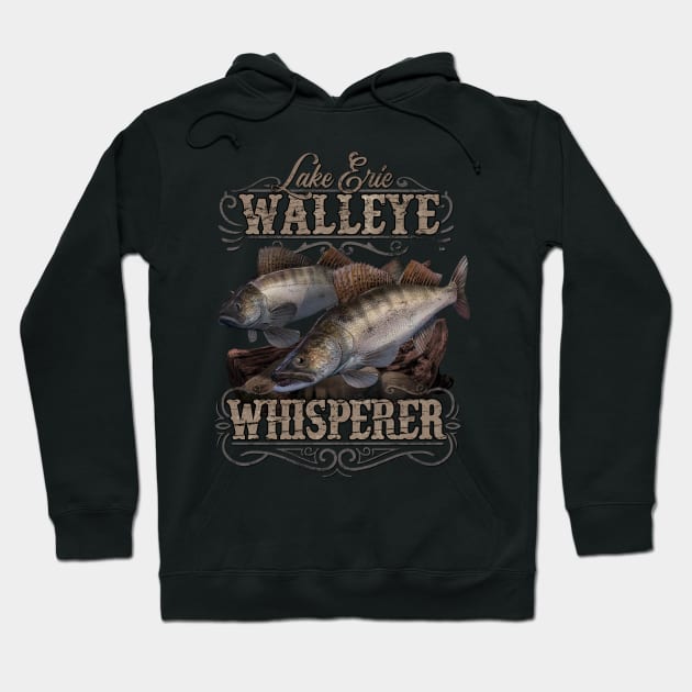 Lake Erie Walleye Whisperer Vintage Fishing Hoodie by MarkusShirts